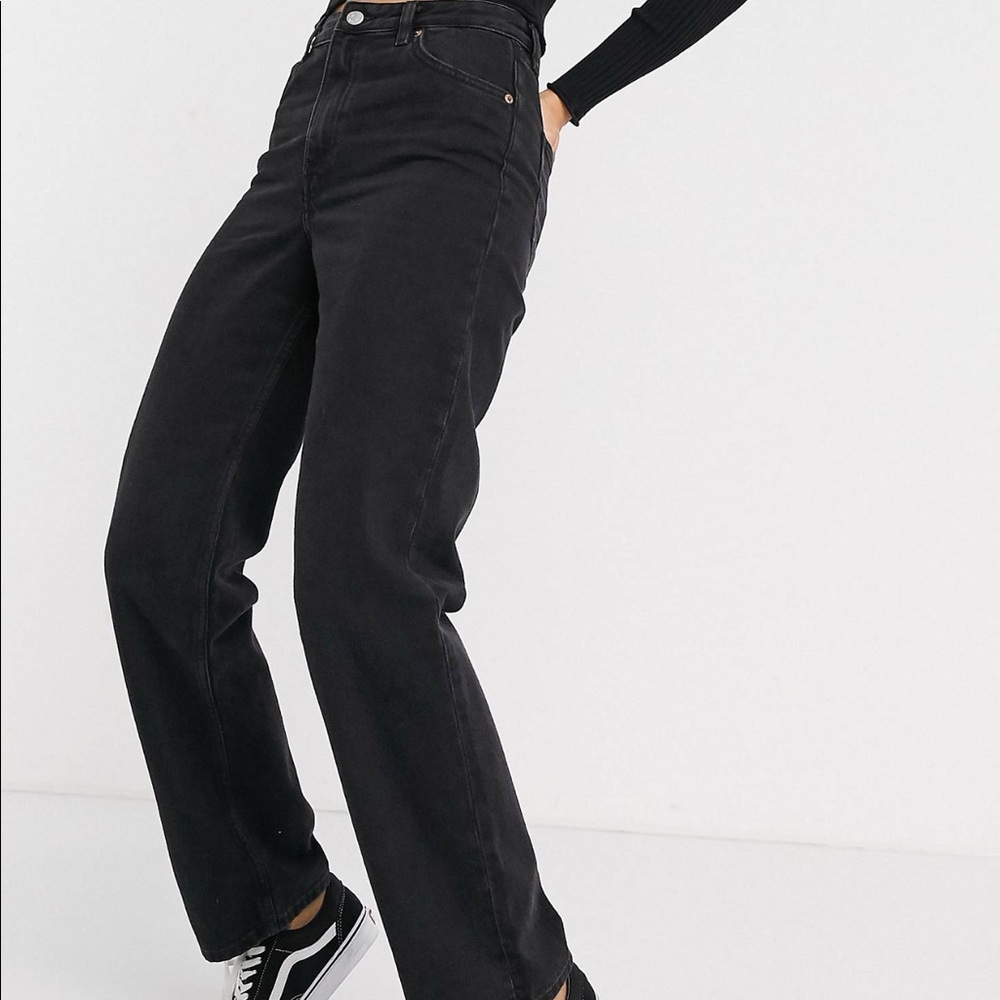 ASOS Monki Taiki organic cotton high waisted straight leg jeans in washed black
